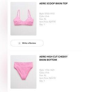 Aerie Scoop Top and High Waisted Cheeky Bikini Set / Pink, Size XL
